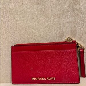 Michael Kors Scarlet Card Case with Gold Detail